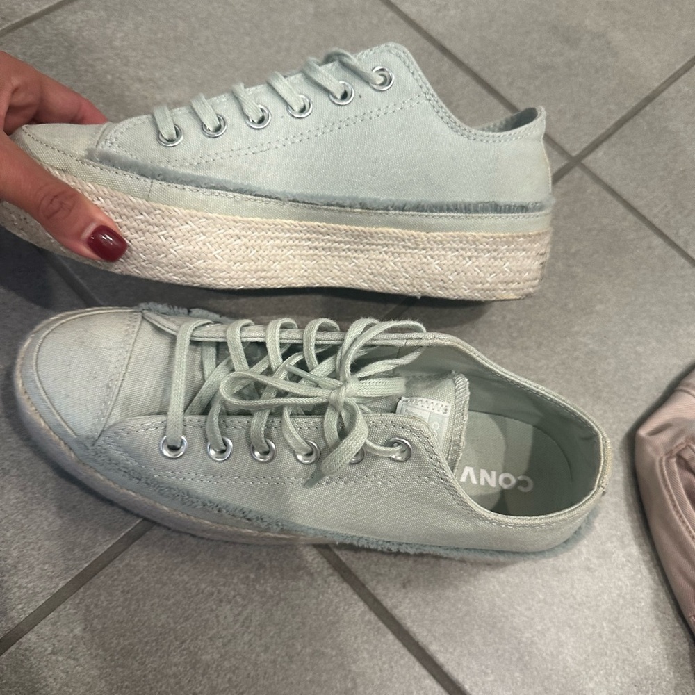 Mint green platform converse shoes 8